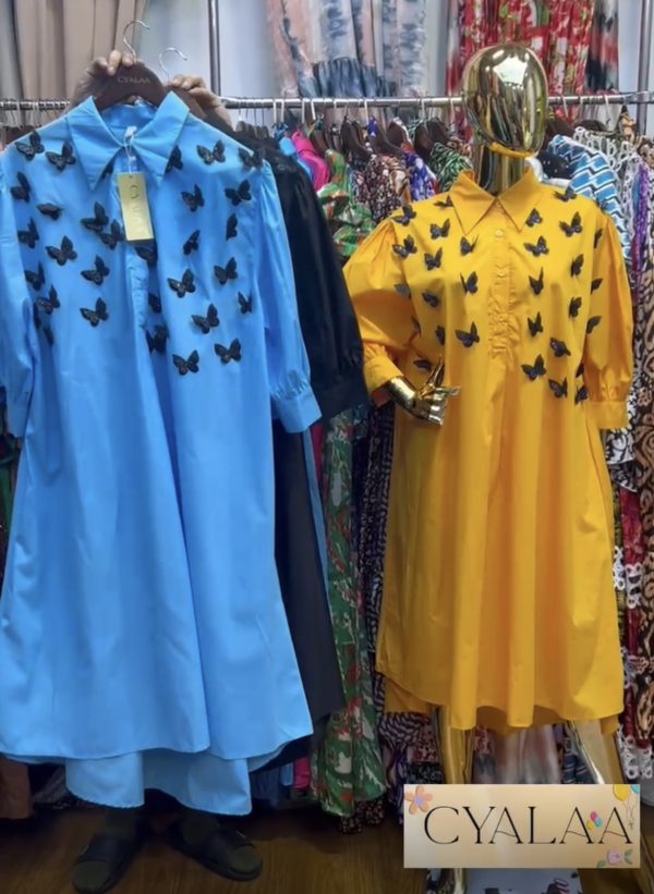 Shirt Dress With Butterfly details