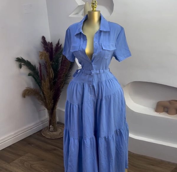 Blue Front pocket dress